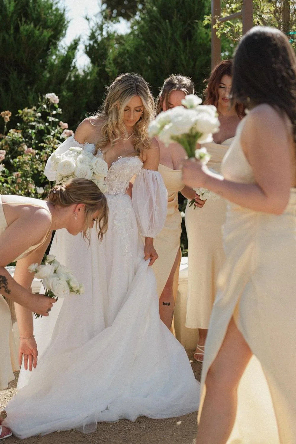 Gorgeous A Line Sweetheart White Long Wedding Dress with Appliques