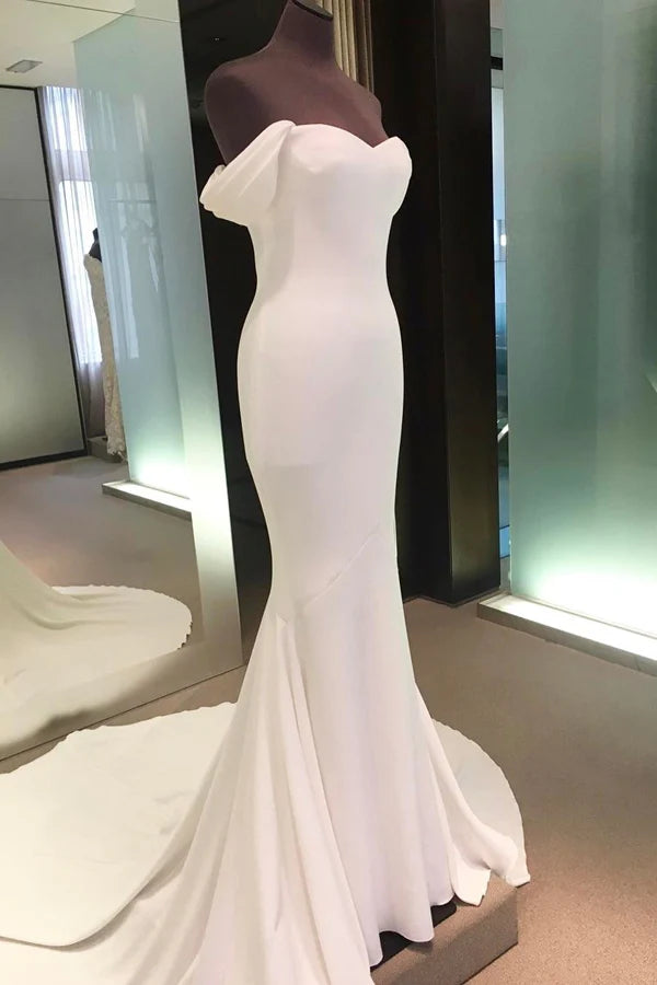 Strapless minimalist mermaid long beach wedding dress