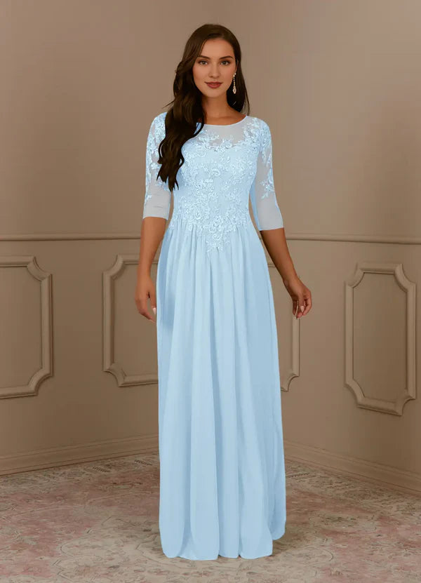 A-shaped spoon lace mesh mother of the bride dress