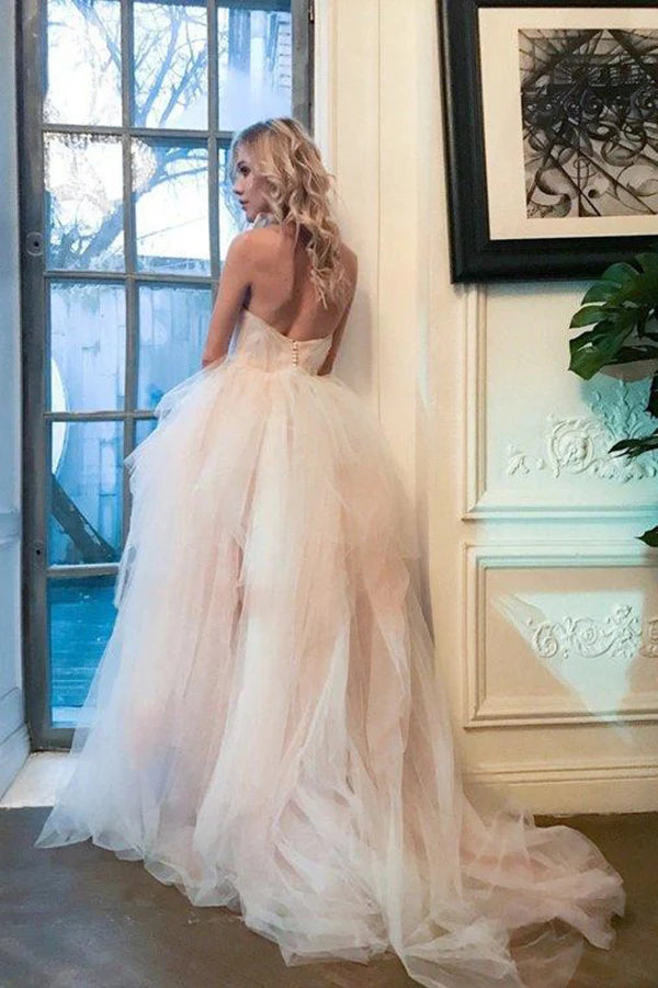 Gorgeous Sweetheart backless A-line strapless chiffon wedding dress