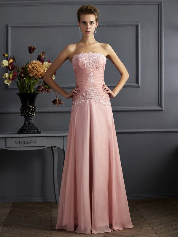 A-Line Chiffon Sweetheart Sleeveless Floor-Length With Applique Mother of the Bride Dresses