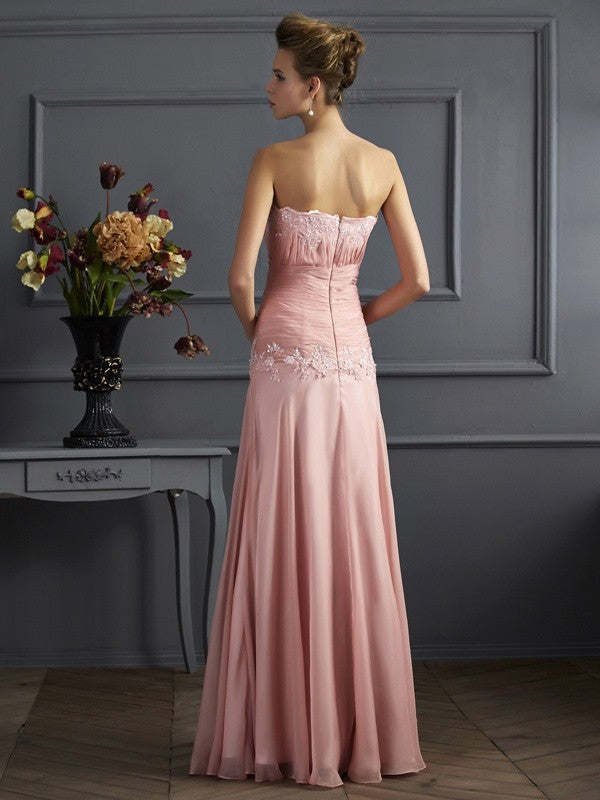 A-Line Chiffon Sweetheart Sleeveless Floor-Length With Applique Mother of the Bride Dresses