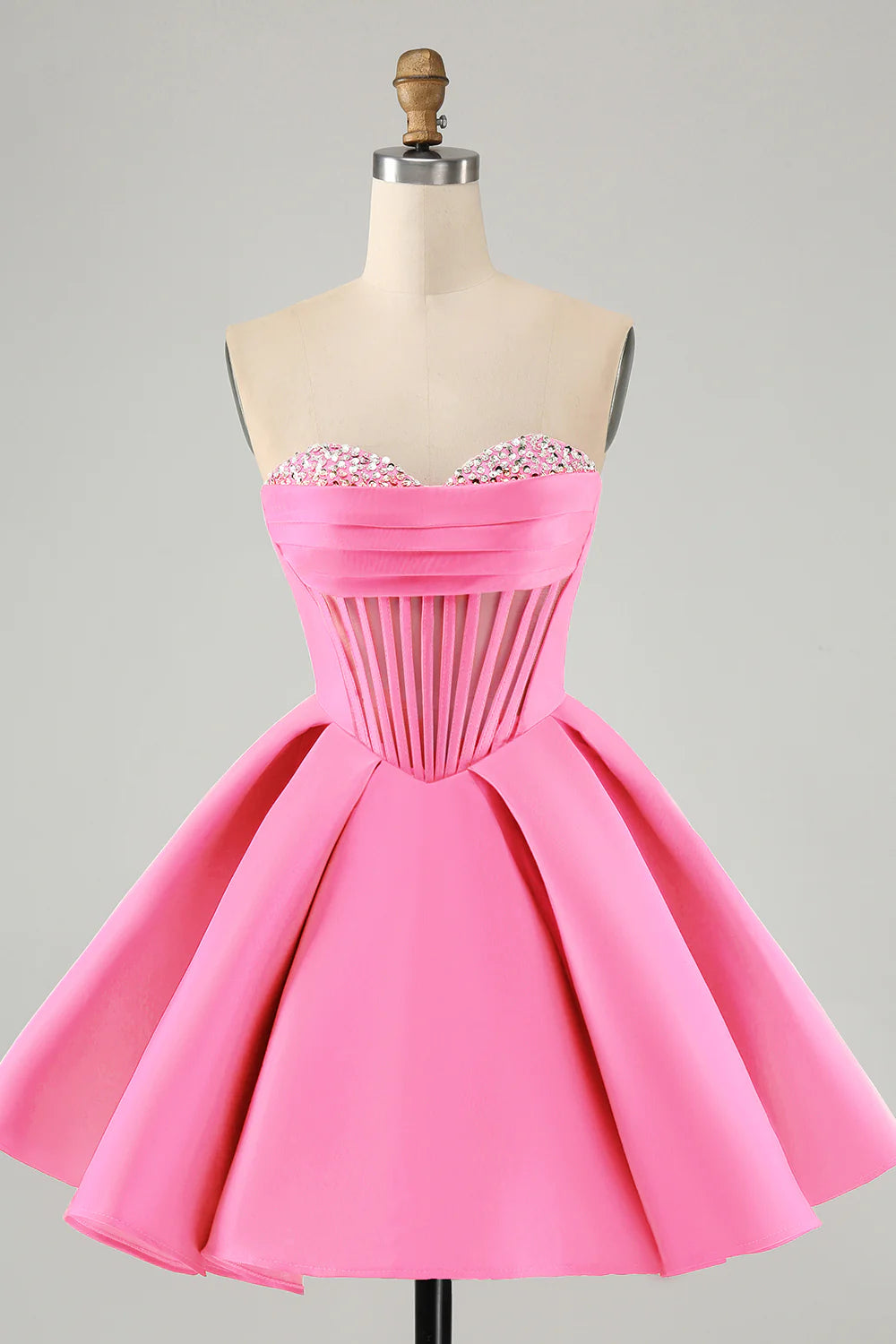 Cute Green A Line Sweetheart Corset Short Homecoming Dress with Beading