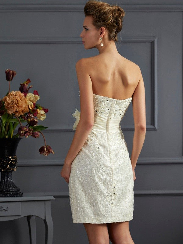 Sleeveless knee length beaded bridal mother dress