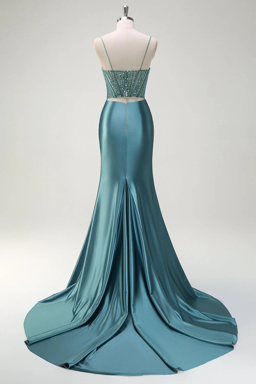 Sparkling mermaid hollow bead long ball skirt with side slit