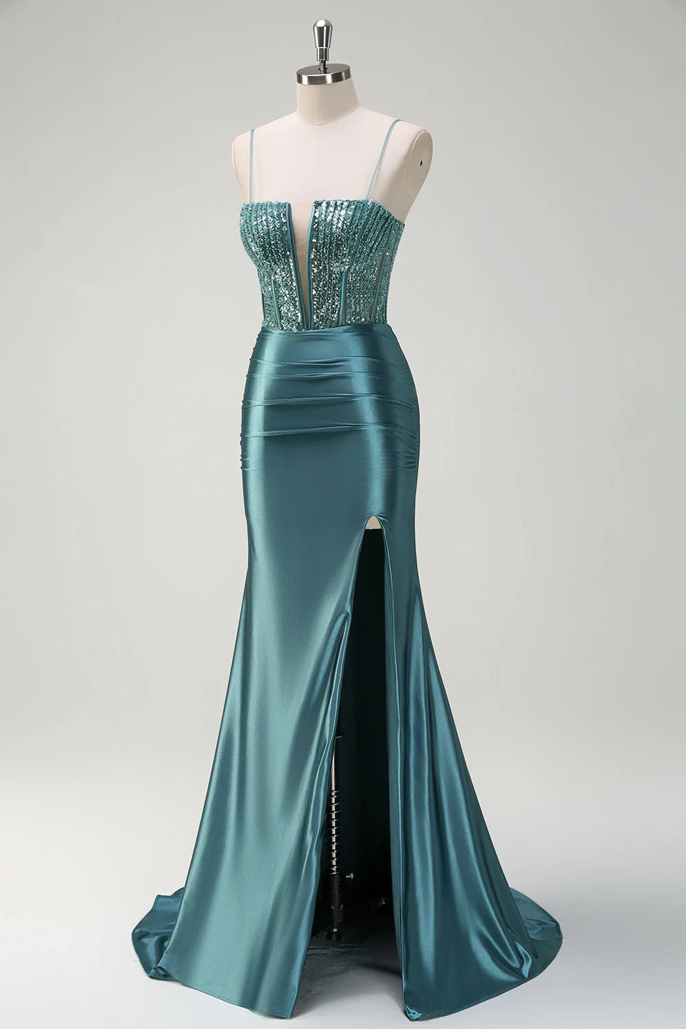 Sparkling mermaid hollow bead long ball skirt with side slit