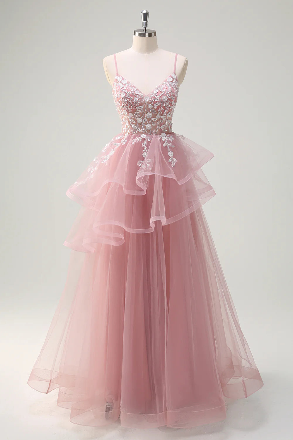 A-line thin suspender sequin spiral pleated ball dress with decals