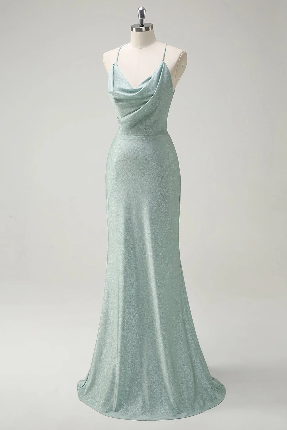 Mermaid Swinging Collar Thin Strap Bareback Long Ball Dress