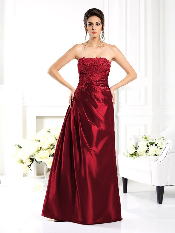 A-line strapless floor standing decal bride mother dress