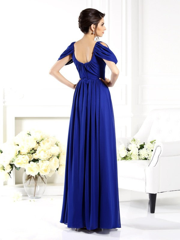 A-Line Chiffon Scoop Sleeveless Floor-Length With Ruffles Mother of the Bride Dresses