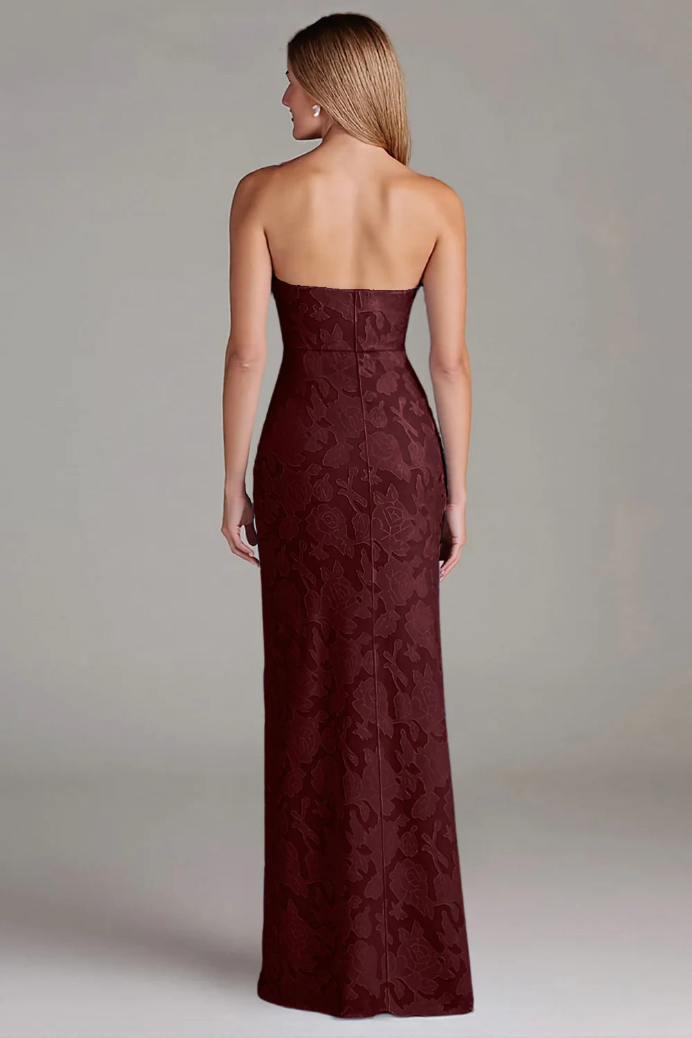 Strapless sleeveless waist cinching long dress bridesmaid dress