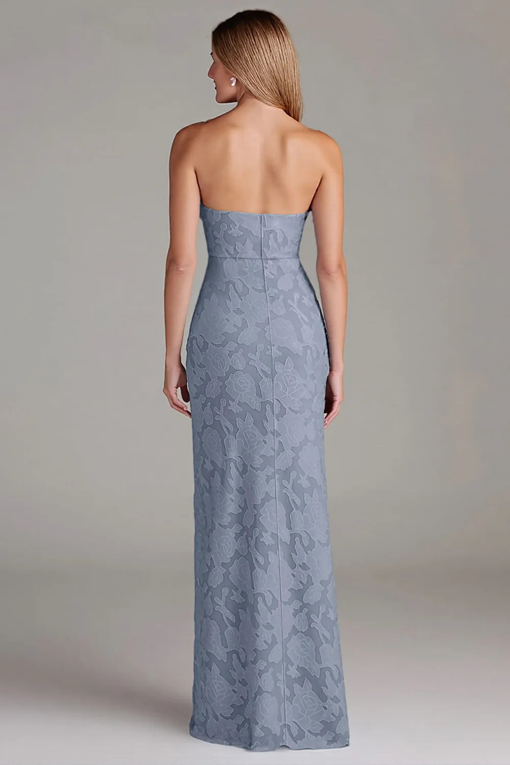 Strapless sleeveless waist cinching long dress bridesmaid dress