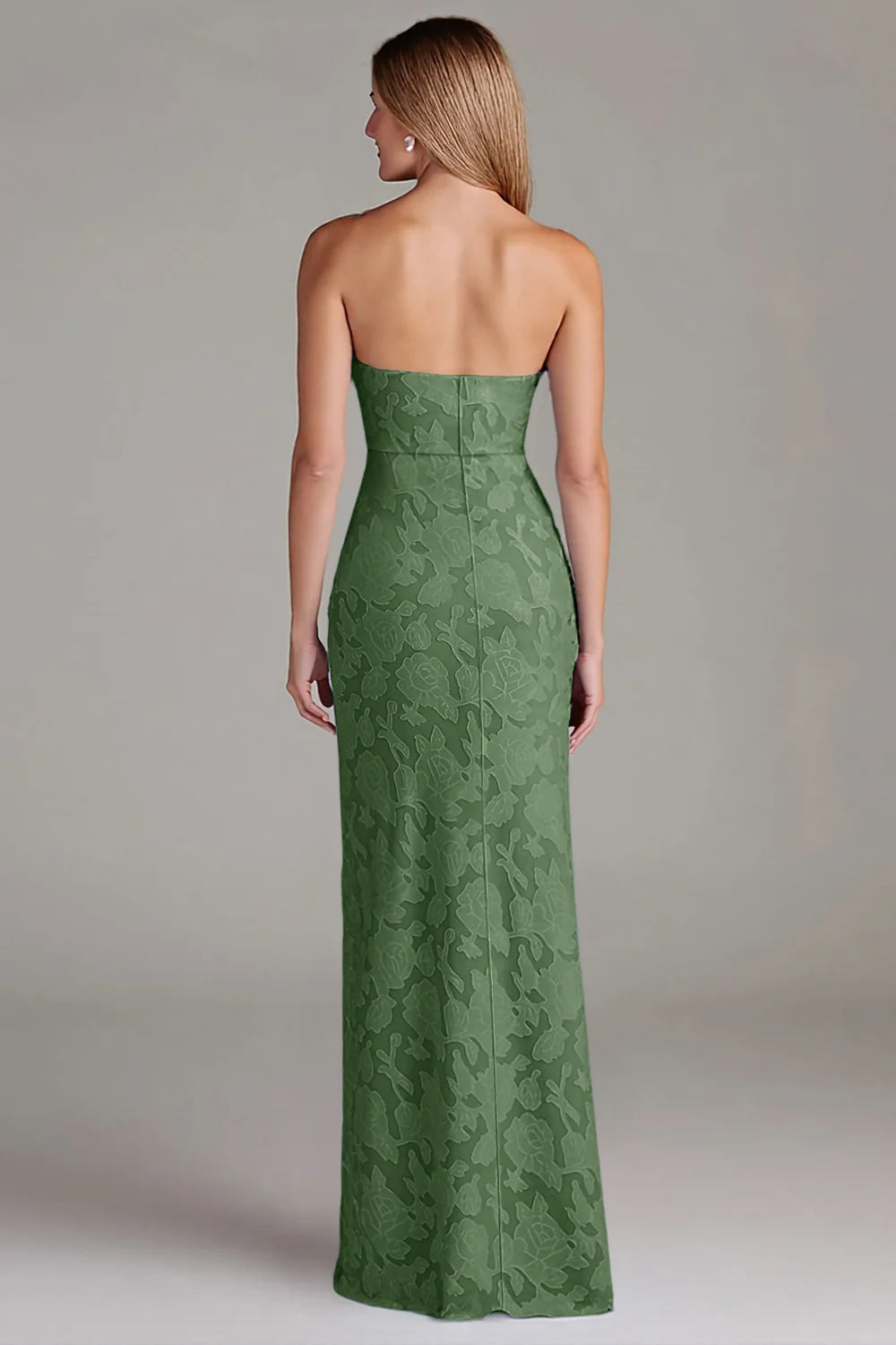 Strapless sleeveless waist cinching long dress bridesmaid dress