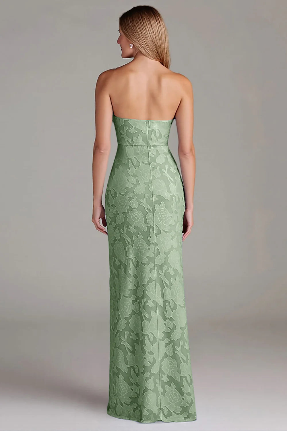 Strapless sleeveless waist cinching long dress bridesmaid dress