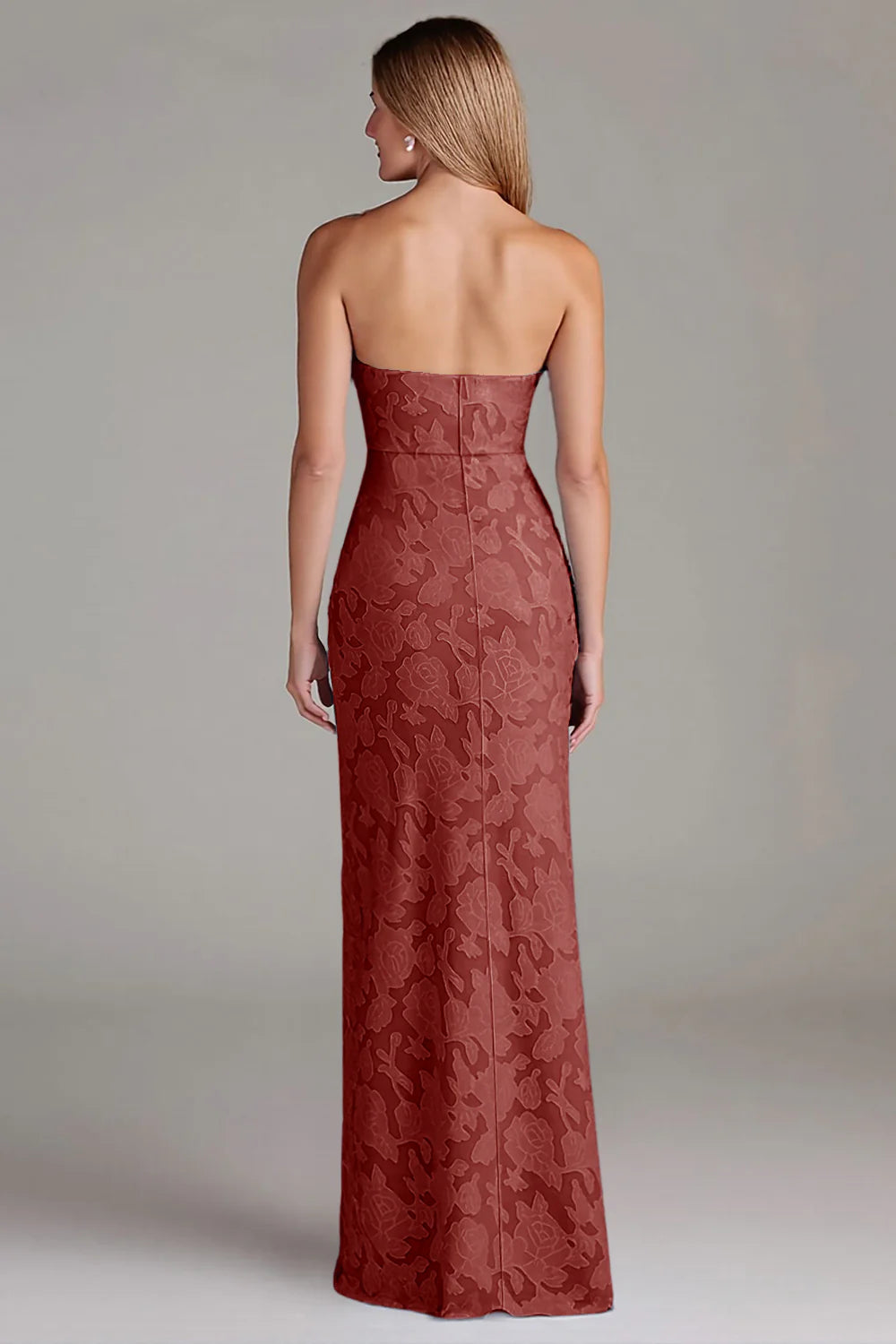 Strapless sleeveless waist cinching long dress bridesmaid dress