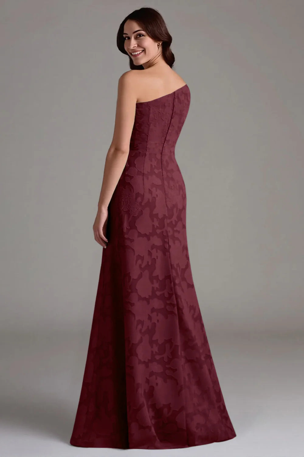 Single shoulder A-line pleated long skirt bridesmaid dress