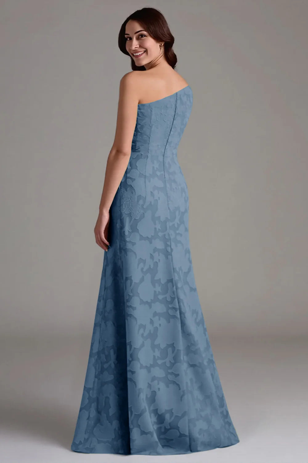 Single shoulder A-line pleated long skirt bridesmaid dress
