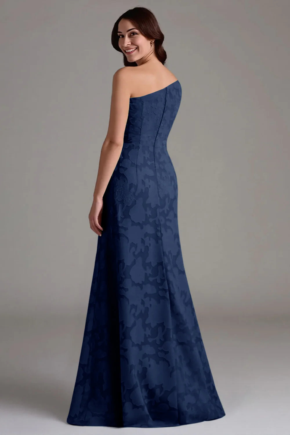 Single shoulder A-line pleated long skirt bridesmaid dress