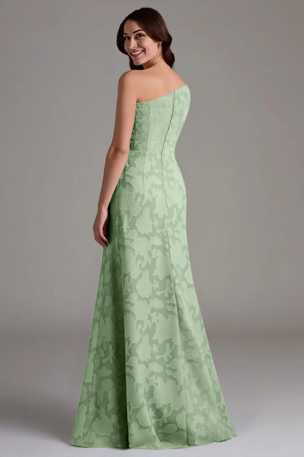 Single shoulder A-line pleated long skirt bridesmaid dress