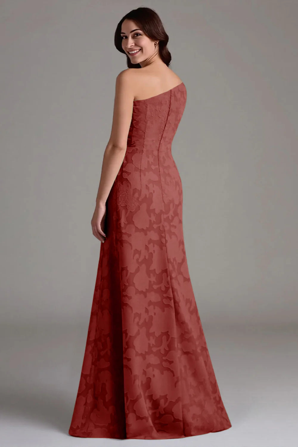 Single shoulder A-line pleated long skirt bridesmaid dress