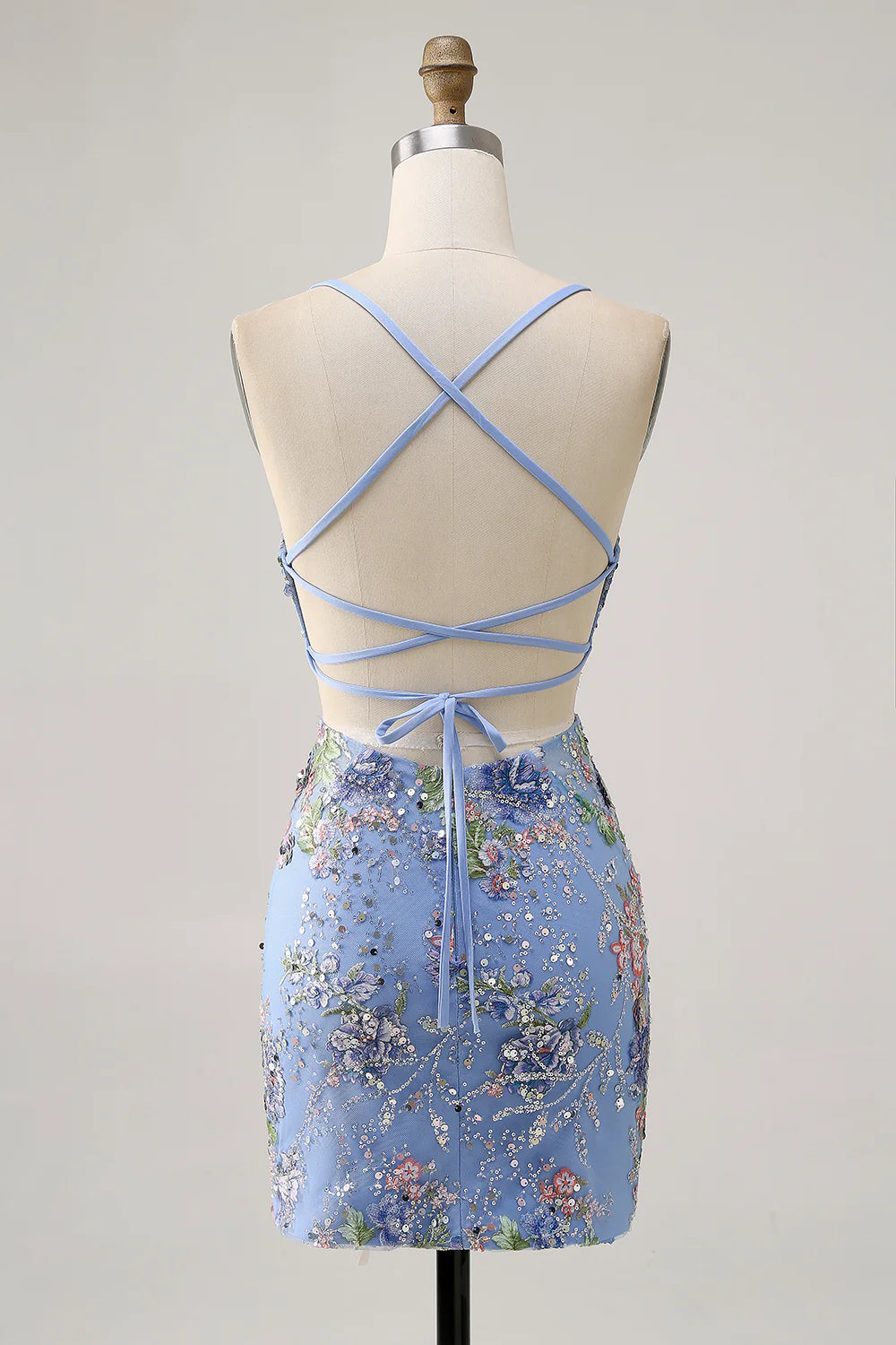 Backless slim suspender short floral tight back school dress