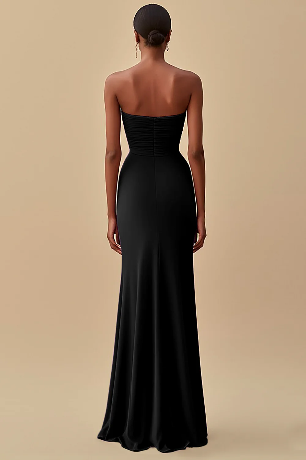 Sleeveless strapless mermaid pleated formal dress