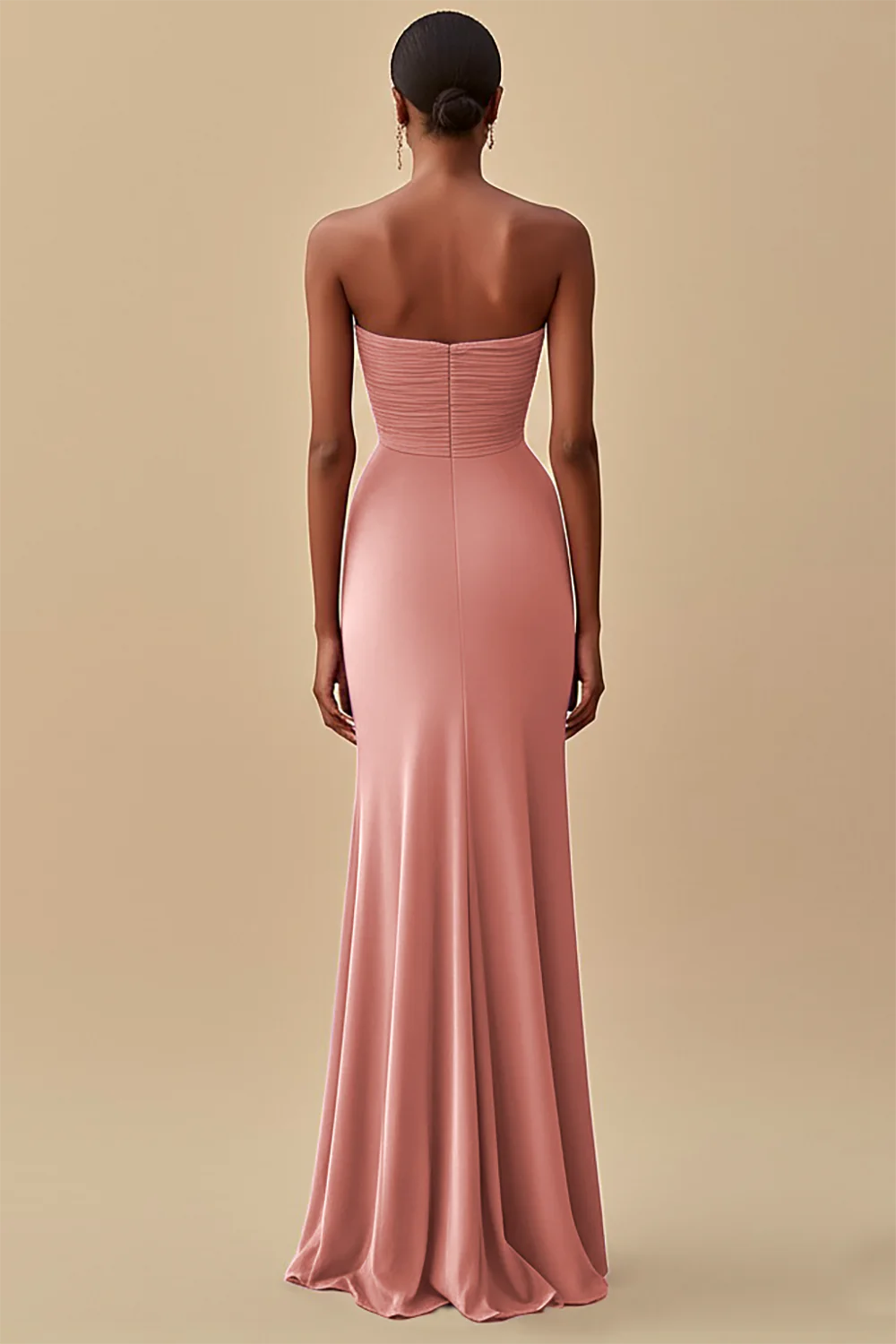 Sleeveless strapless mermaid pleated formal dress