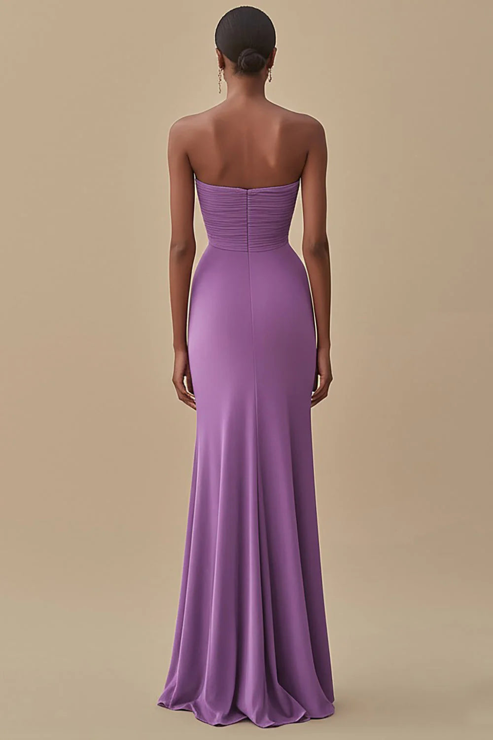 Sleeveless strapless mermaid pleated formal dress