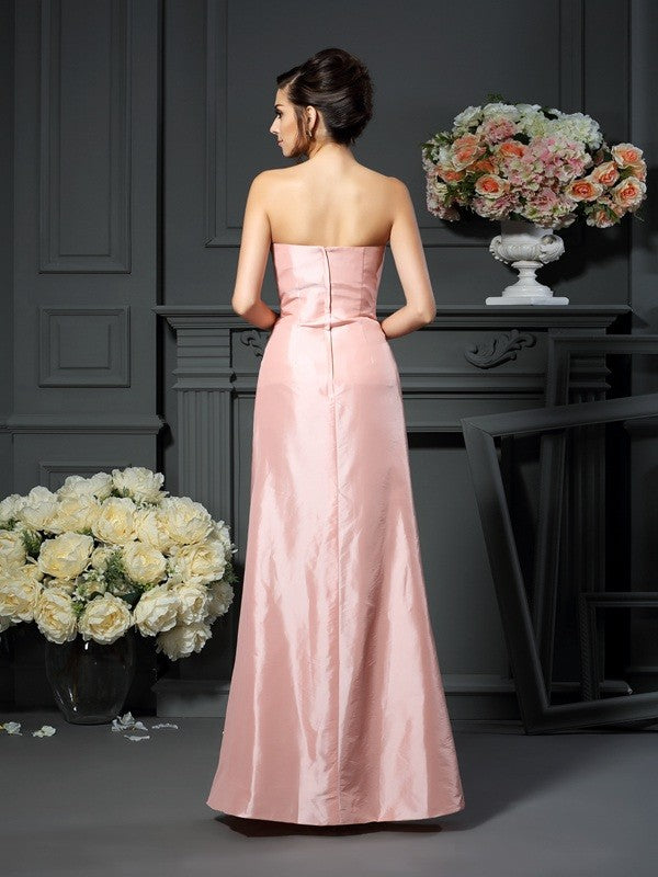 A-Line Taffeta Strapless Sleeveless Floor-Length With Pleats Mother of the Bride Dresses