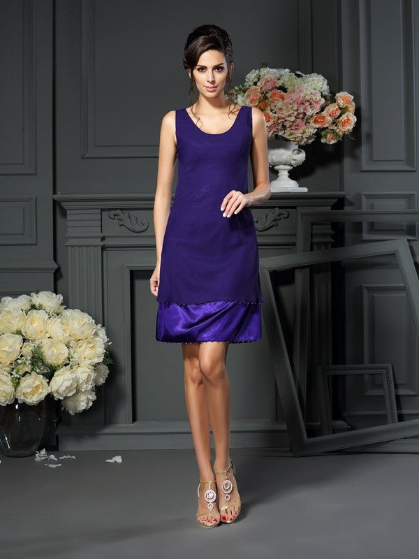 A-Line Chiffon Square Sleeveless Knee-Length With Beading Mother of the Bride Dresses