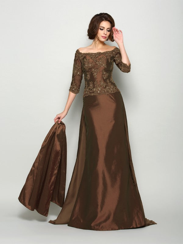 A-line off shoulder 1/2 sleeve bridal mother dress