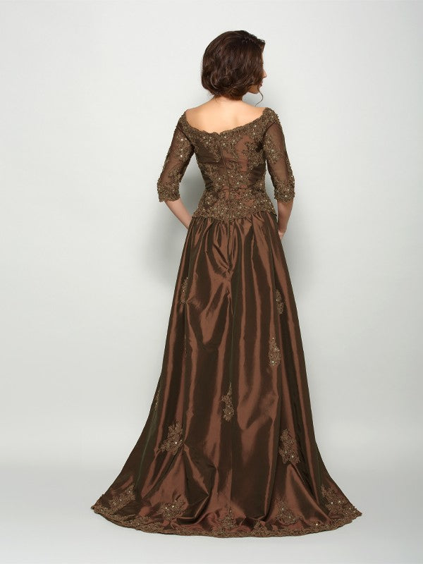 A-line off shoulder 1/2 sleeve bridal mother dress