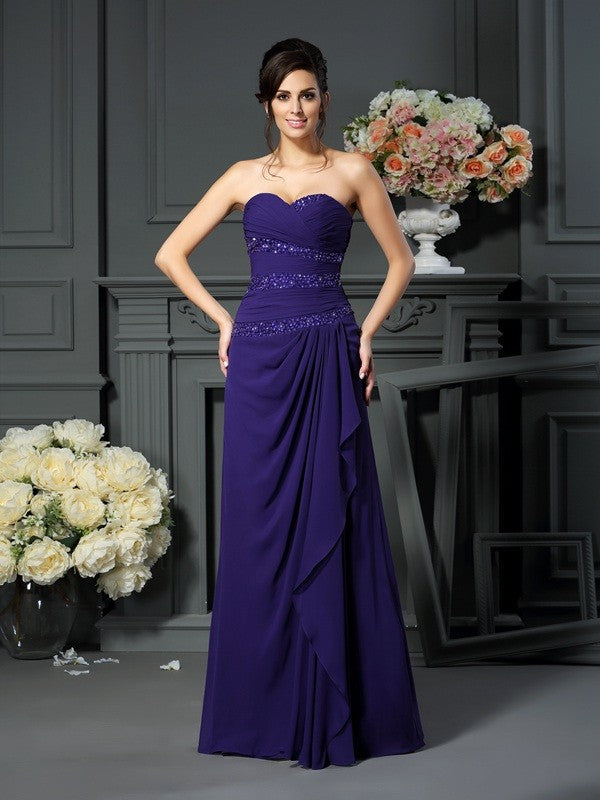 A-Line Chiffon Sweetheart Sleeveless Floor-Length With Beading Mother of the Bride Dresses