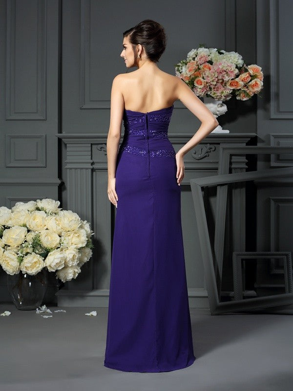 A-Line Chiffon Sweetheart Sleeveless Floor-Length With Beading Mother of the Bride Dresses