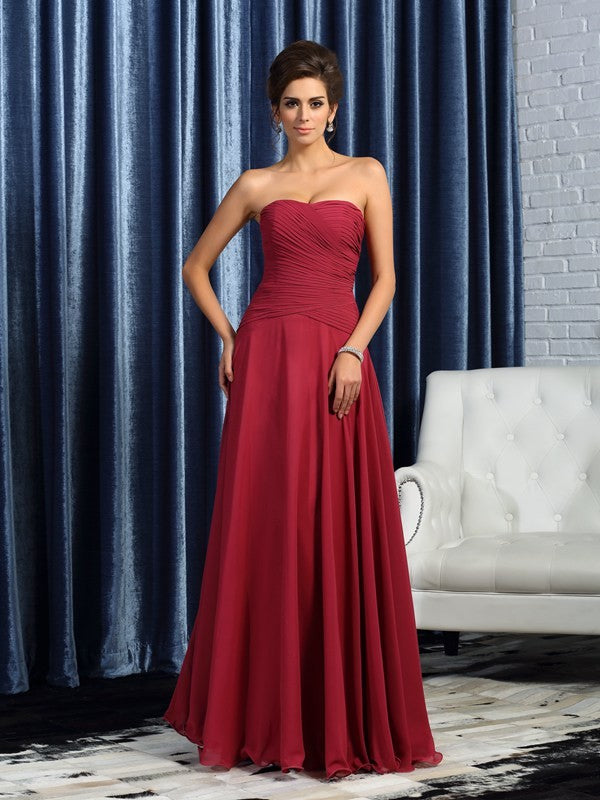 A-Line Chiffon Sweetheart Sleeveless Floor-Length With Ruched Mother of the Bride Dresses