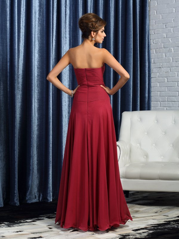 A-Line Chiffon Sweetheart Sleeveless Floor-Length With Ruched Mother of the Bride Dresses