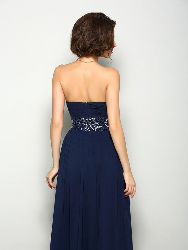 A-Line Chiffon Sweetheart Sleeveless Floor-Length With Beading Mother of the Bride Dresses