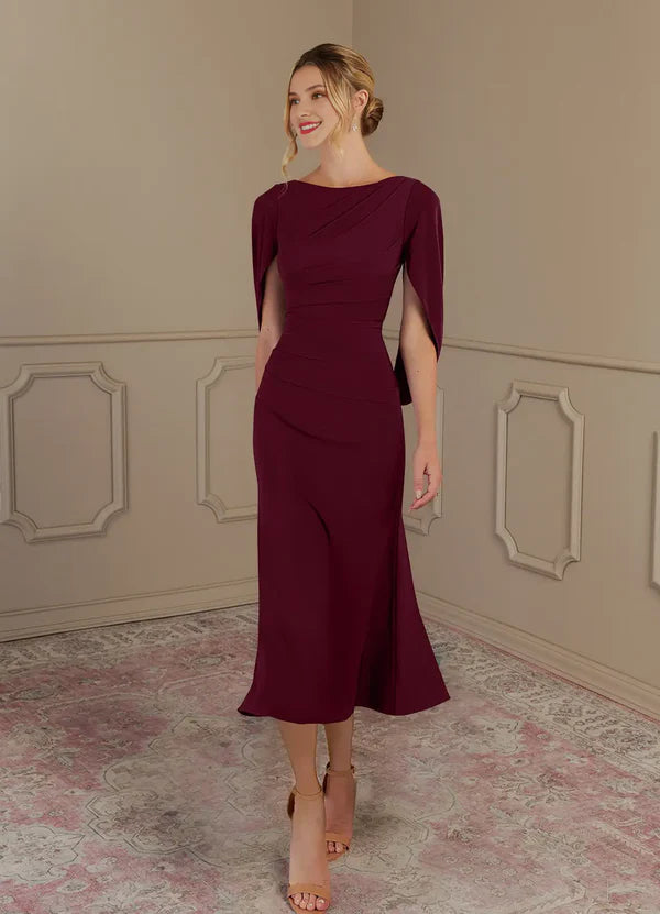 Tight collar luxury knit mother of the bride dress