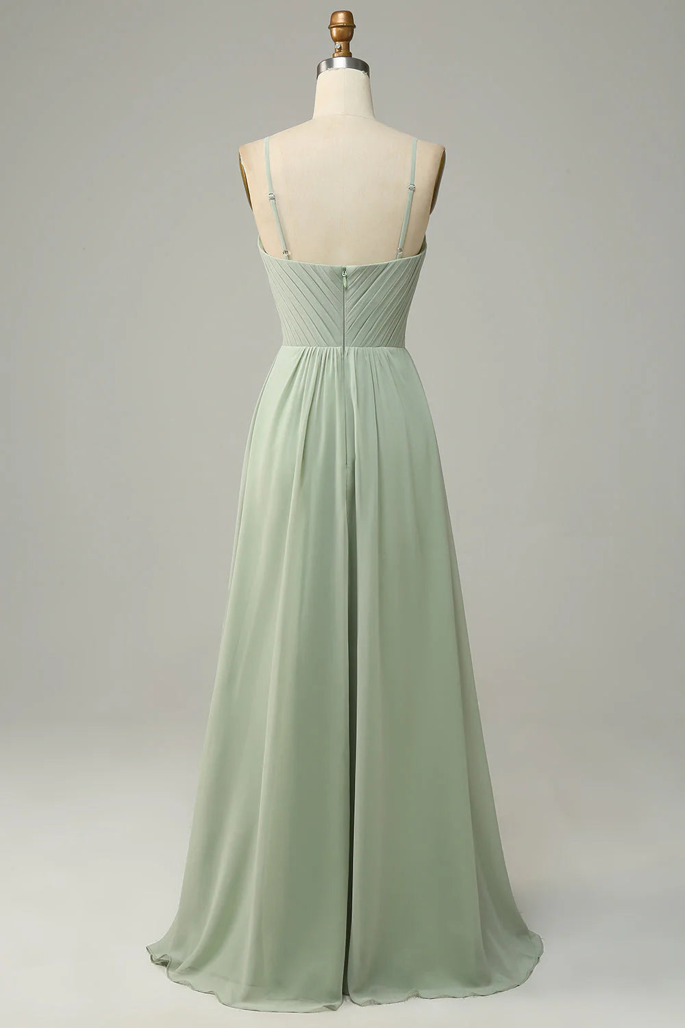 A-line slim shoulder chiffon sleeveless bridesmaid dress