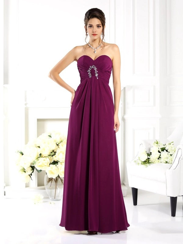 A-Line Chiffon Sweetheart Sleeveless Floor-Length With Beading Mother of the Bride Dresses