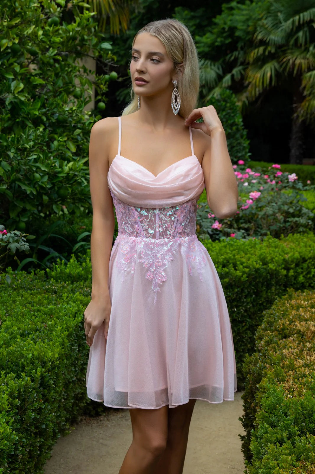 A-line applique sleeveless tight corset jumpsuit short skirt