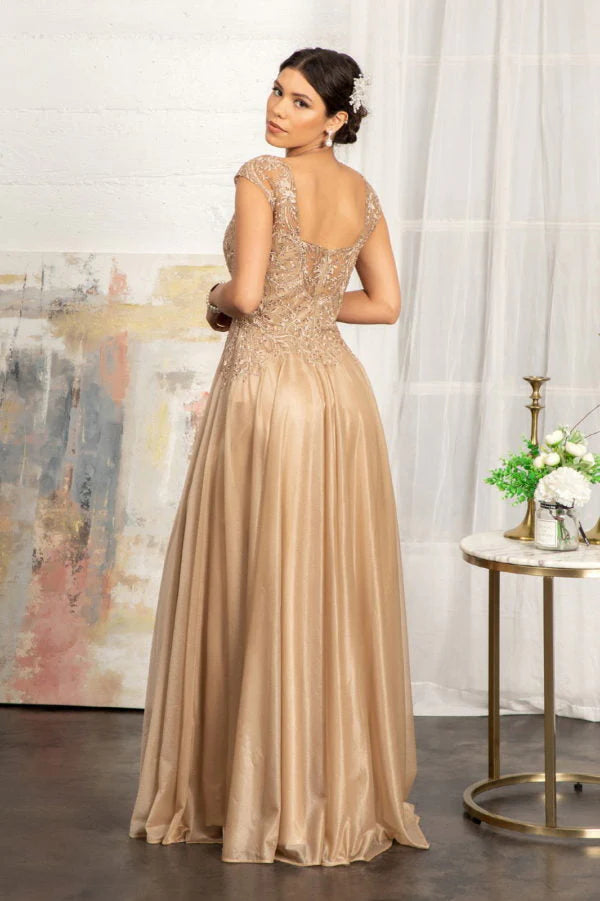 A-line round neck transparent lace collar dress for brides and mothers
