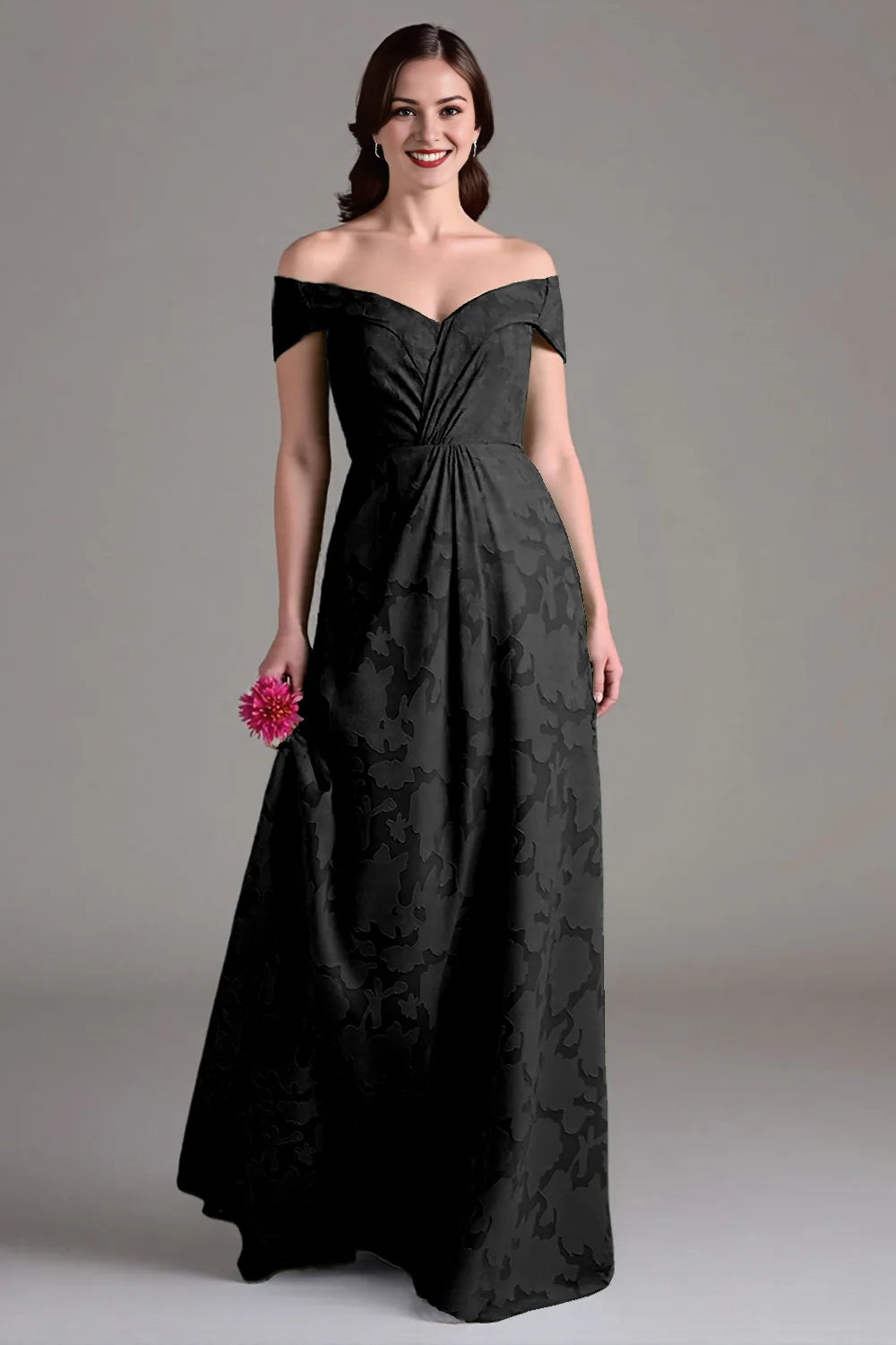 A-line shoulder pleated long skirt