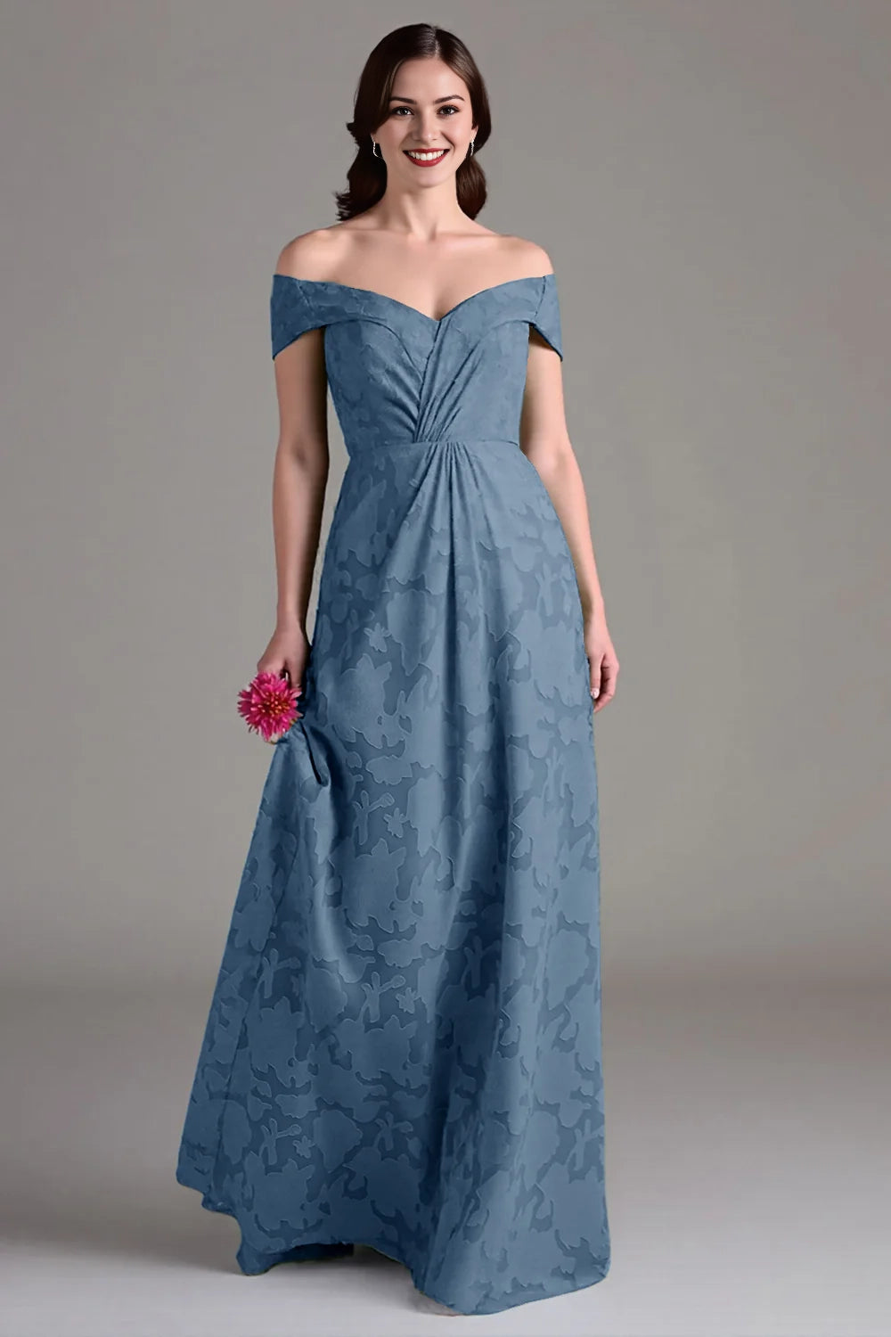 A-line shoulder pleated long skirt