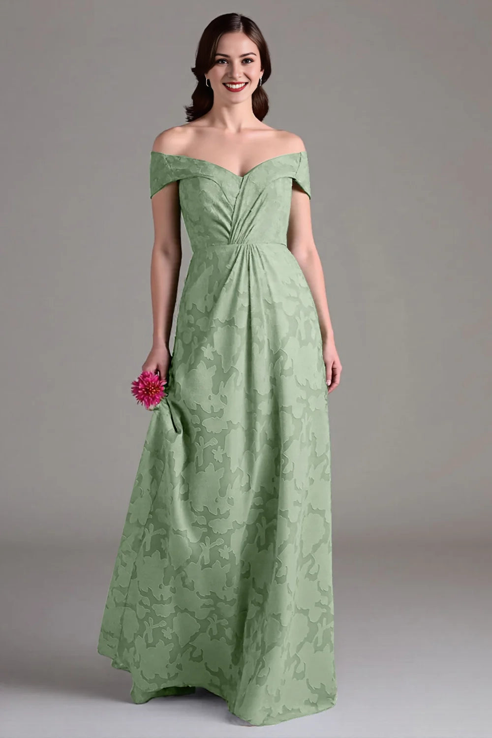 A-line shoulder pleated long skirt