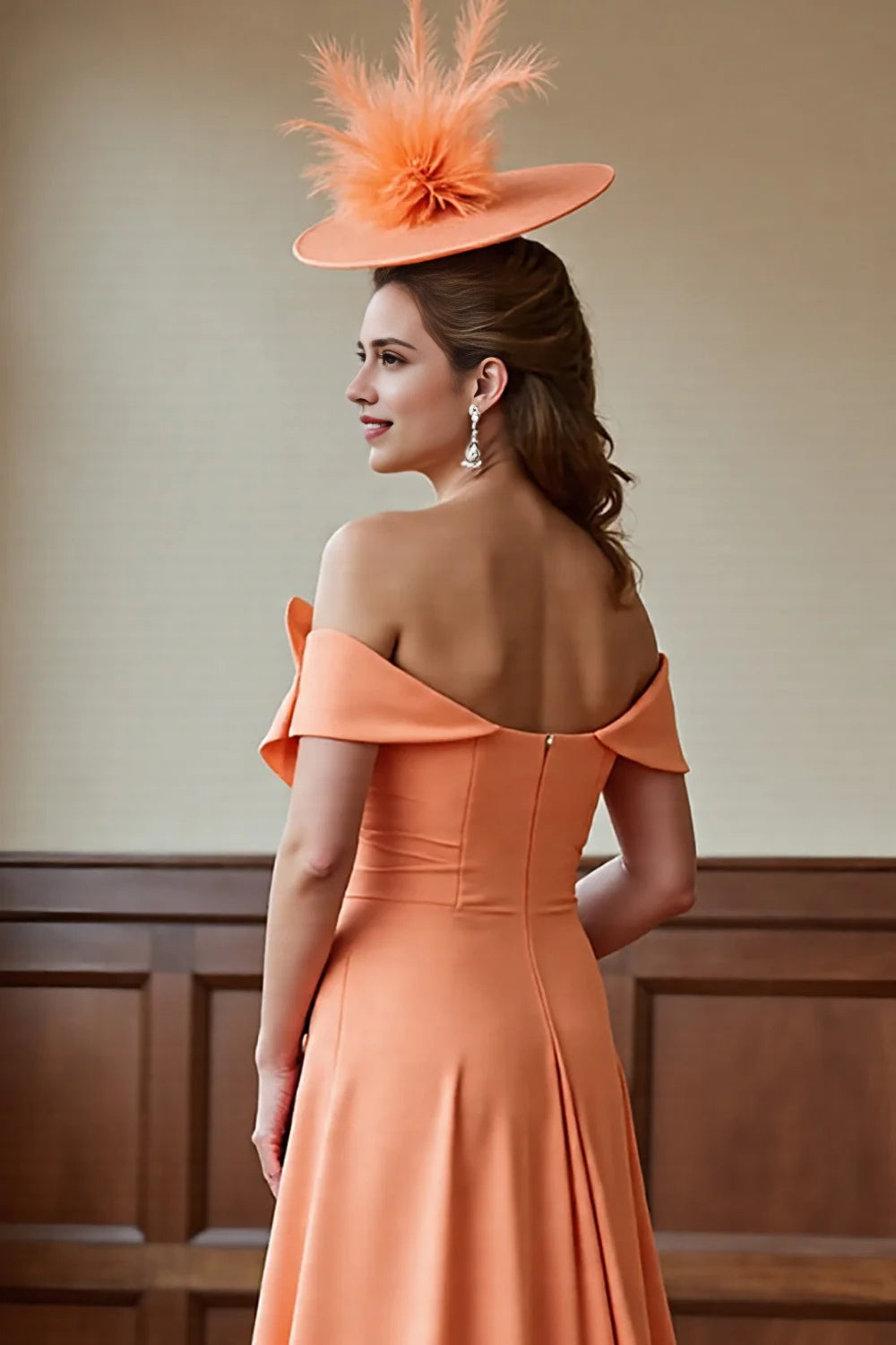 A Line Off Shoulder Bridal Mother Dress with Bow