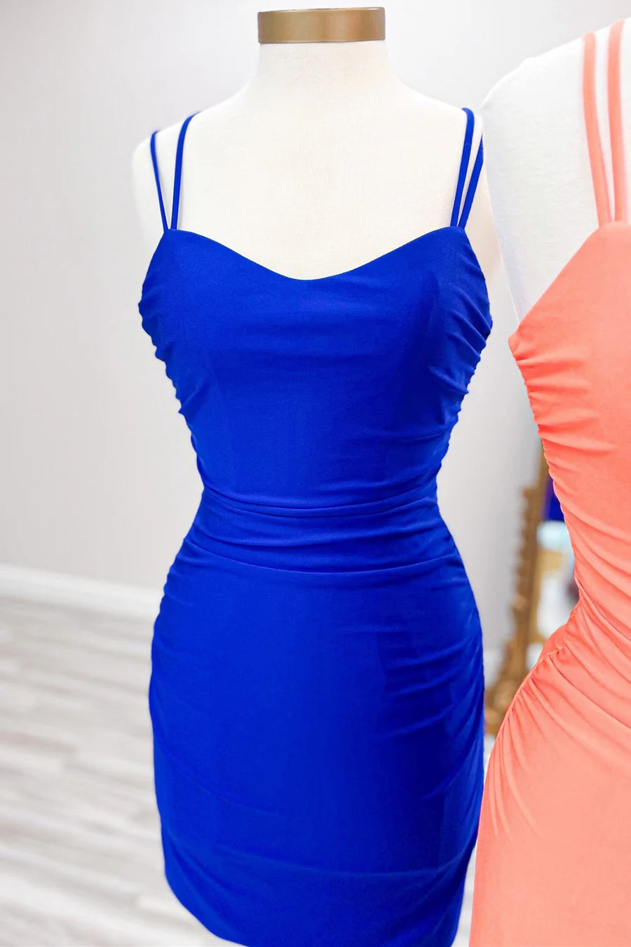 Backless V-neck lace up tight mini party dress