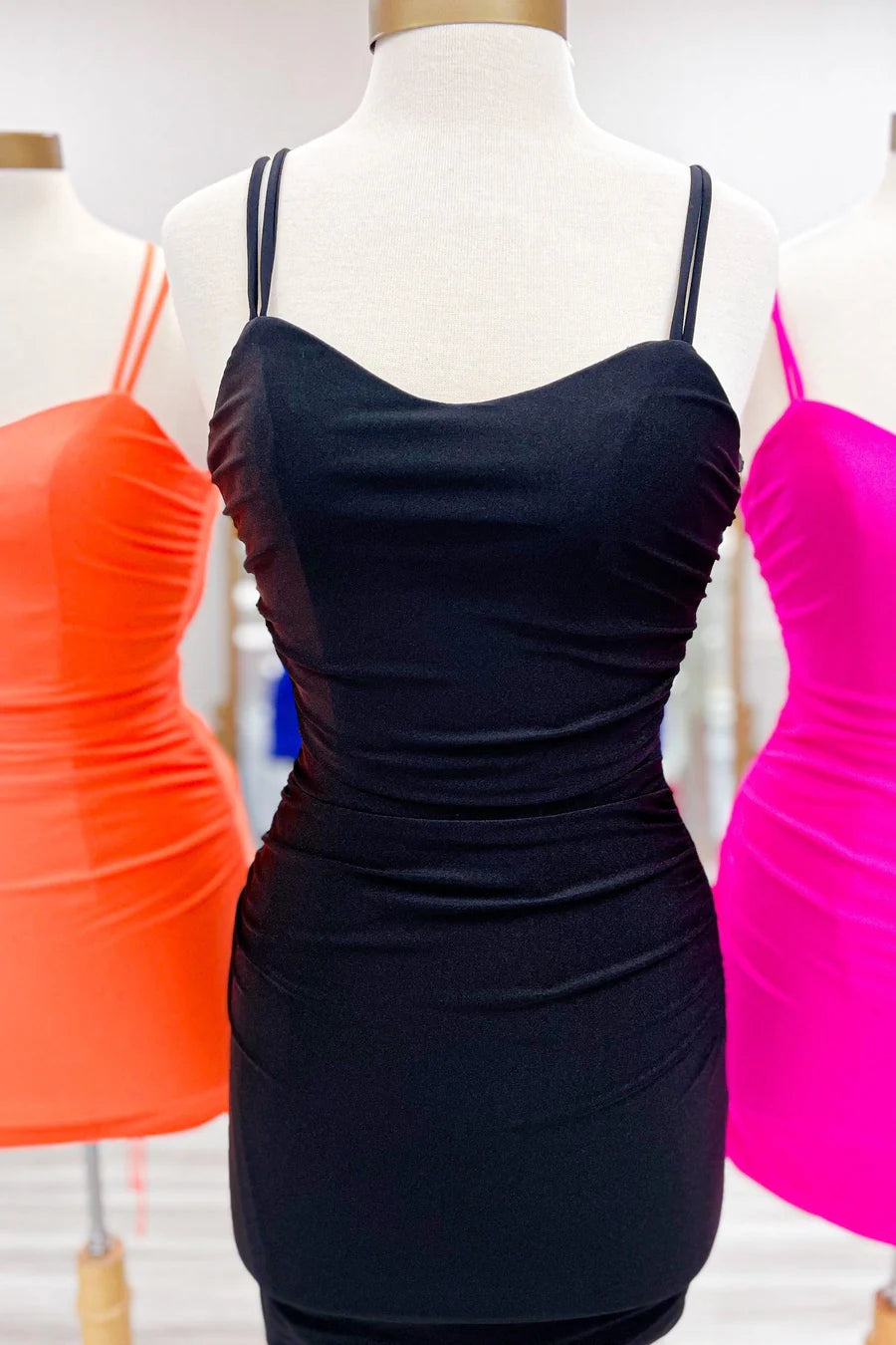 Backless V-neck lace up tight mini party dress