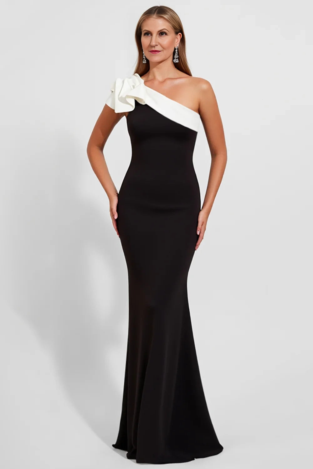 Black One Shoulder Mermaid Long Formal Dress