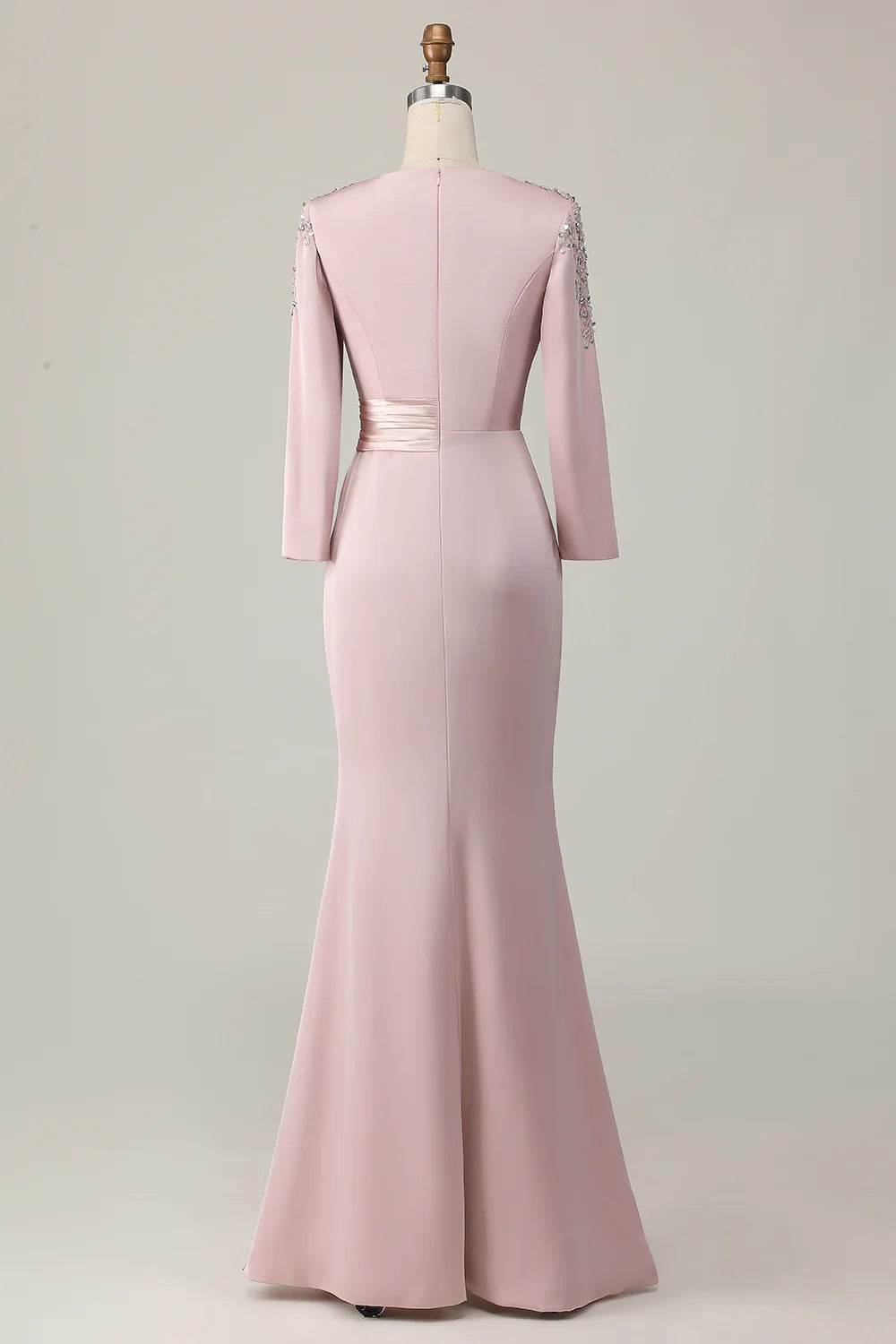Blush Lace Sheath Long Sleeves Mother Of The Bride Dress